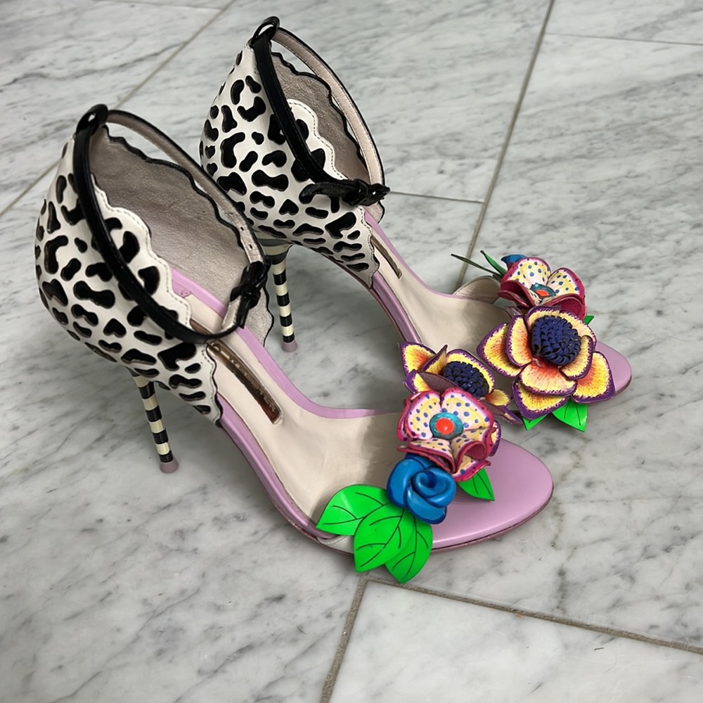 Sophia Webster Lilaco Floral Jungle Sandals Heels 37.5 - Picture 2 of 6